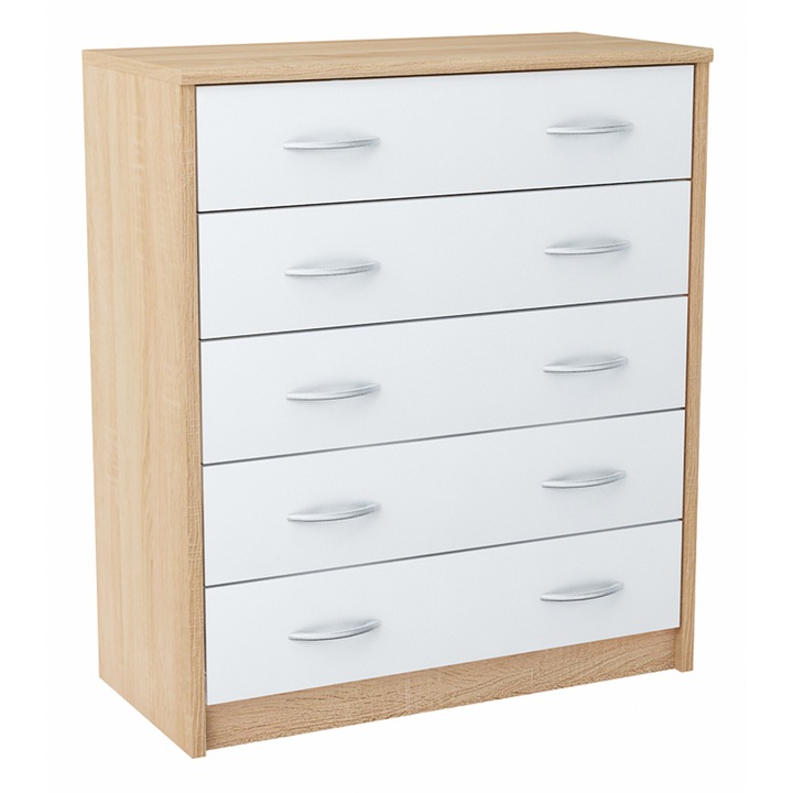 Pantofar, Meble Bestseller, BUTY5SB/S, 74x35x85 cm, 5 Compartimente, PAL, Stejar sonoma/Alb