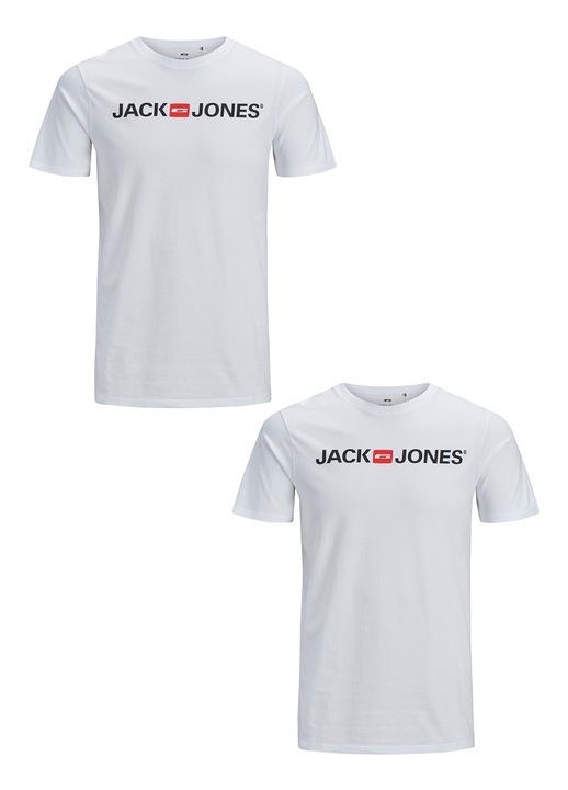 2 db-os férfi póló szett, Jack&Jones, pamut, fehér, Fehér