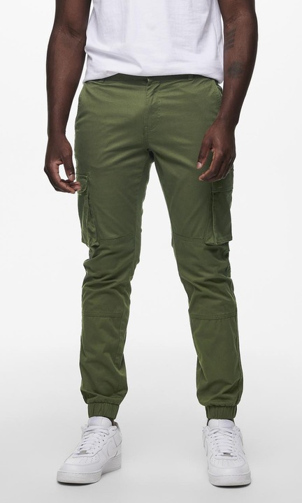 Only & Sons, Панталон карго със стеснен крачол, Маслинено зелено
