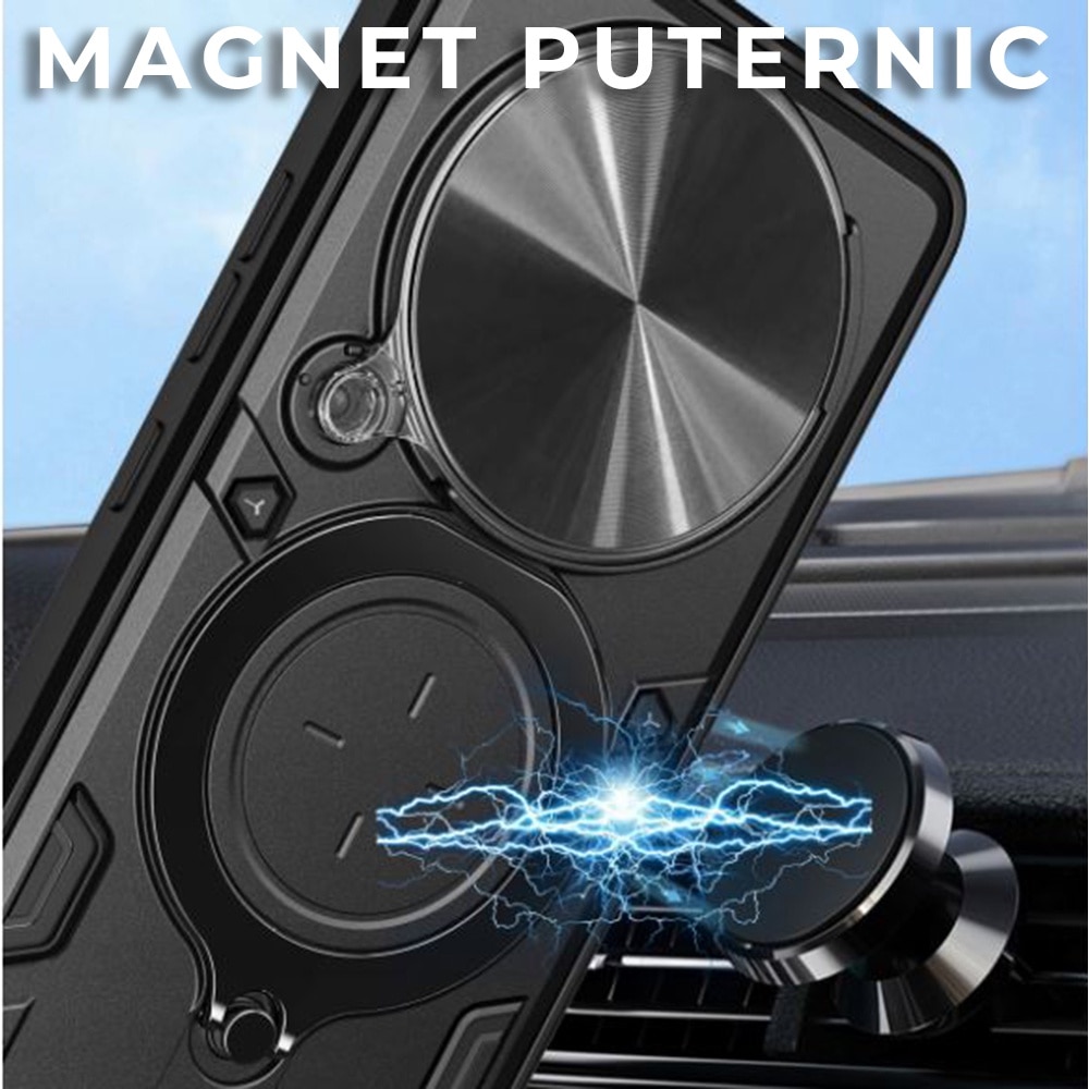 Husa pentru Honor Magic 5 Lite, CamGuard Pro Kickstand, Slider Camera, Antisoc, Protectie Superioara, Negru