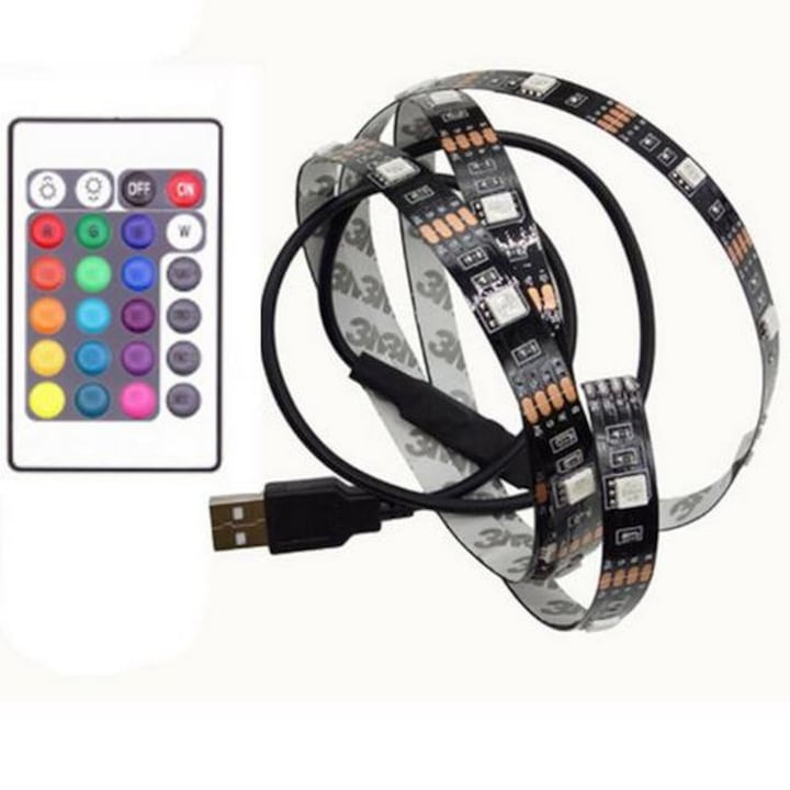 Set Benzi LED, Kit RGB, telecomanda inclusa, multicolor, 3m