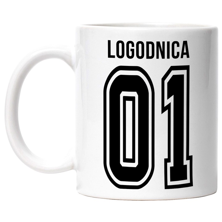 Cana Cu Textul logodnica, si Numarul 01, Cel Mai Bun, Apreciere, Personalizat, 330ml, Ceramic cu Maner Alb