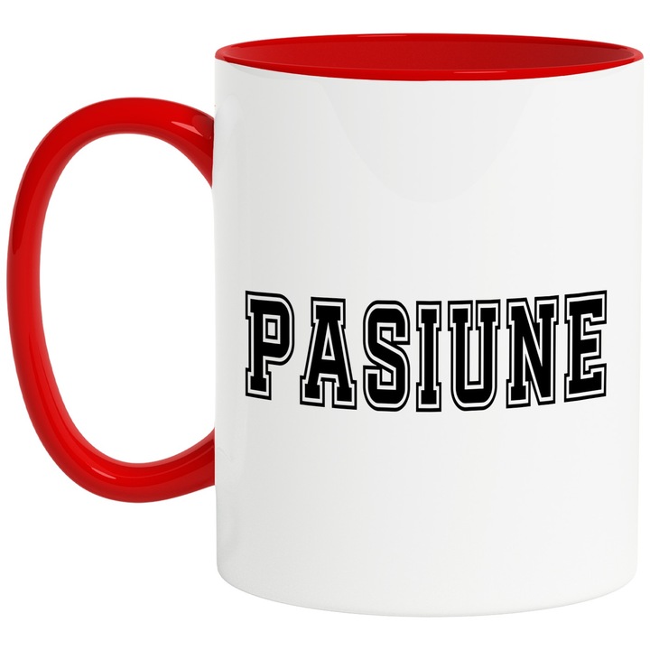 Cana Pasiune, Mesaj Motivational, Text Inspirational, Self Care, 330ml, Ceramic cu Maner Rosu