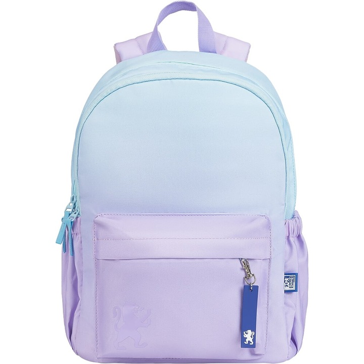 Ghiozdan scolar, Oxford, poliester, 2 compartimente, 40 x 30 x 15 cm, albastru/violet