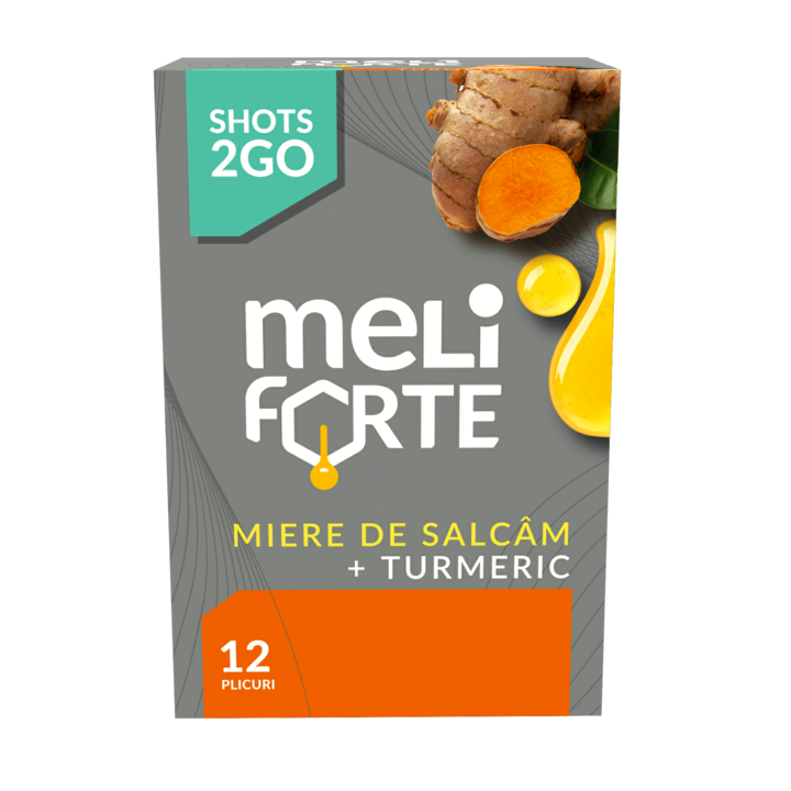 Miere de salcam pura cu turmeric, Meliforte,12 plicuri x 10g