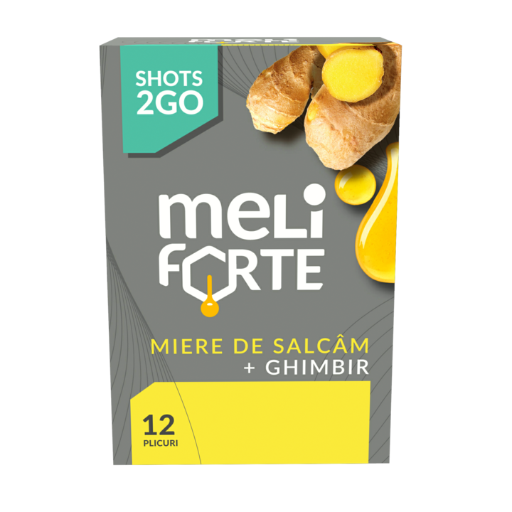 Miere de salcam pura cu ghimbir, Meliforte, 12 plicuri x 10g