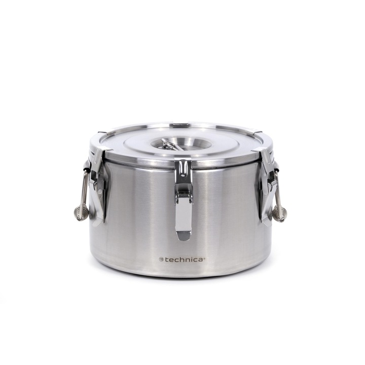 Termos pentru transportul mancare, TECHNICA, 10L, diametru 330 mm otel inoxidabil, izolatie ridicata, inox