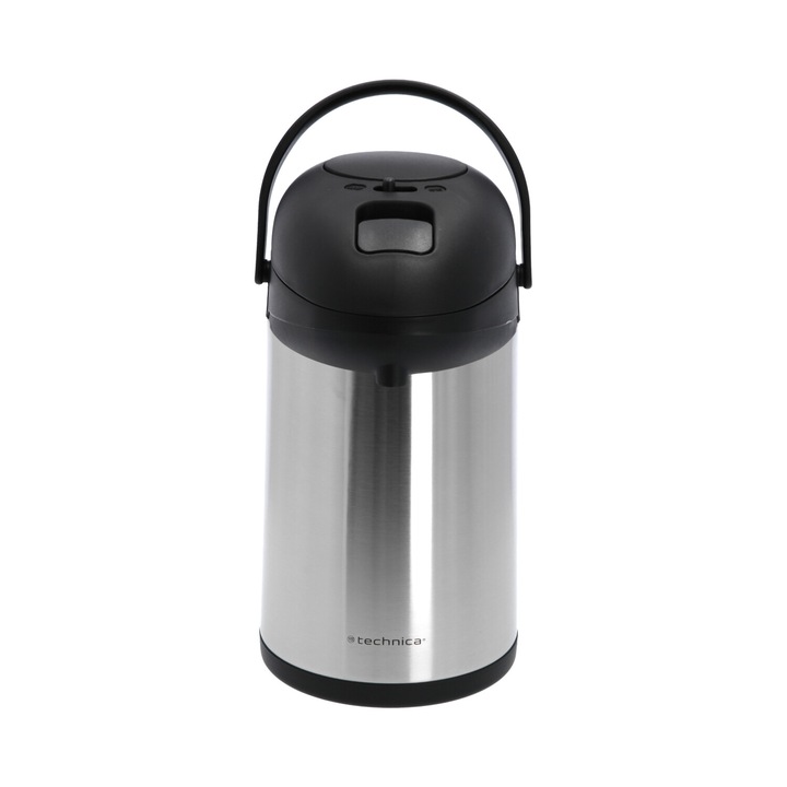 Termosz pumpával és fogantyúval, TECHNICA, rozsdamentes acél, 3000 ml, ezüst/fekete