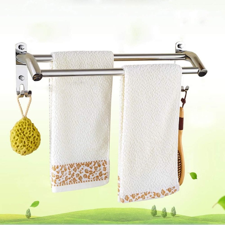 Törölközőtartók, AMRINUGL, modern dizájn, fényes króm, 49 cm