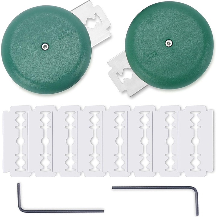 Set 2 cutite pentru paine, maner din lemn, inox, cu 10 lame de rezerva