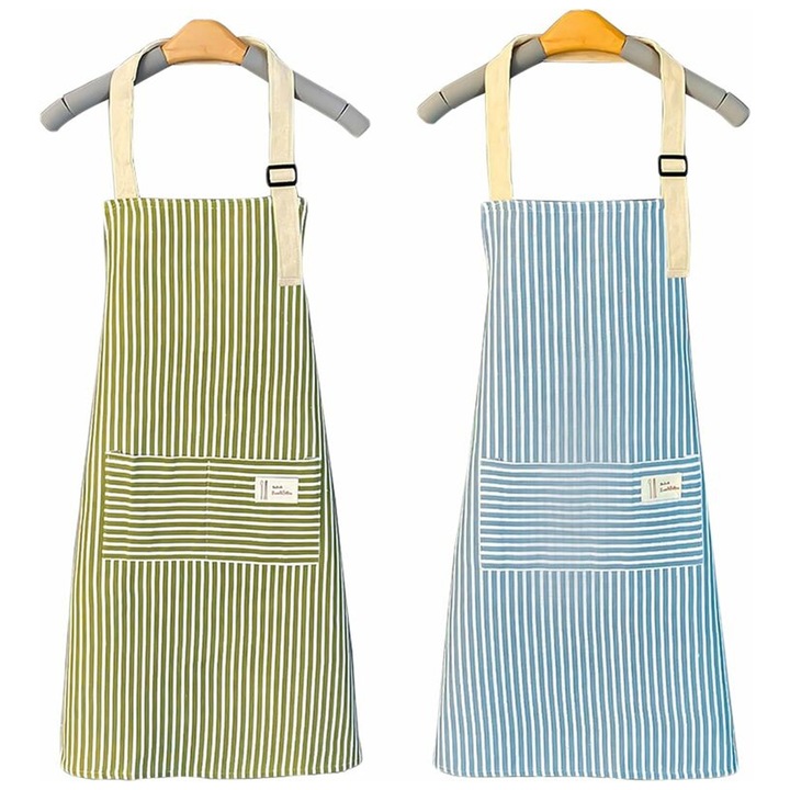 Set sorturi bucatarie Enforose, bumbac, impermeabil, ajustabil, verde + albastru