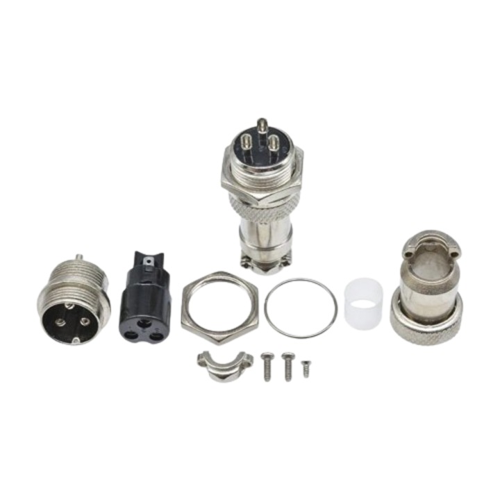 Set Conector Incarcator GX 3 Pini, Tip Aviator, (mama-tata GX16)