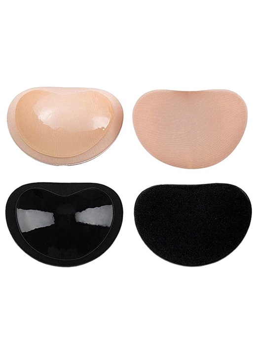 Insertii autoadezive pentru sutien, 2 perechi, negru/bej, silicon, pentru sani mici, One Size INTL