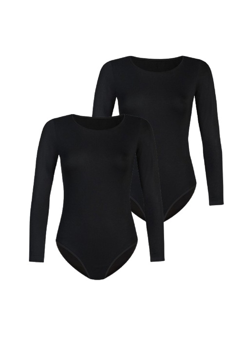Body pentru femei, 2 pachete, cu maneci lungi, Longy, Teyli, Negru