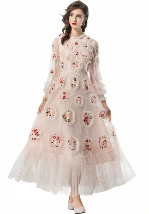 Maxi ruha, hosszu ujju, bezs, Bézs