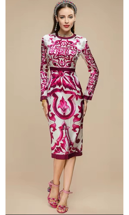 Ruha Hosszu ujju, szaten, Piros/Fehér