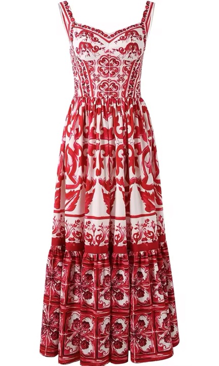 Nyari ruha, hosszu, pantos, Piros/Fehér