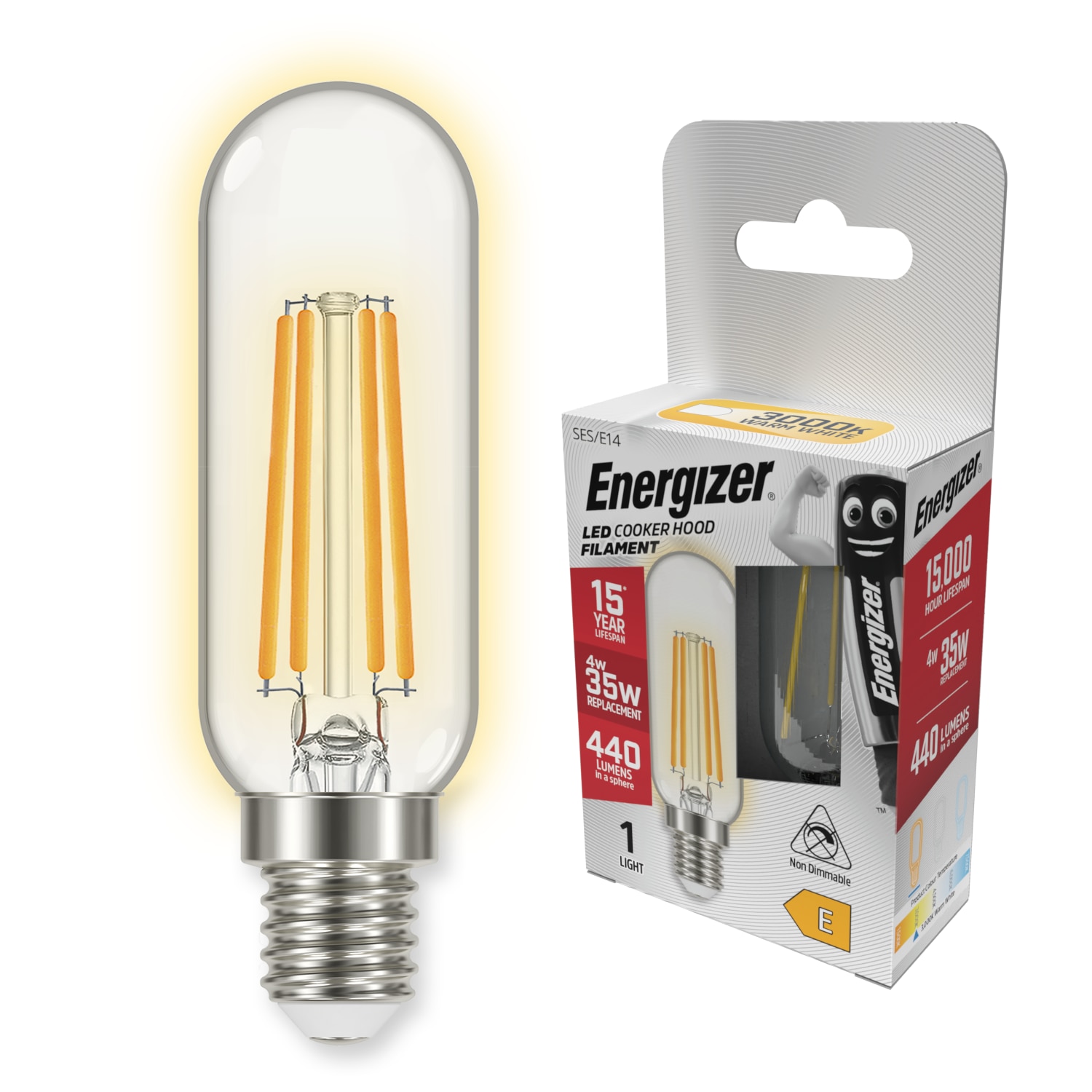 Bec pentru hota, Filament LED, E14, 4w, 400 lumeni, Energizer