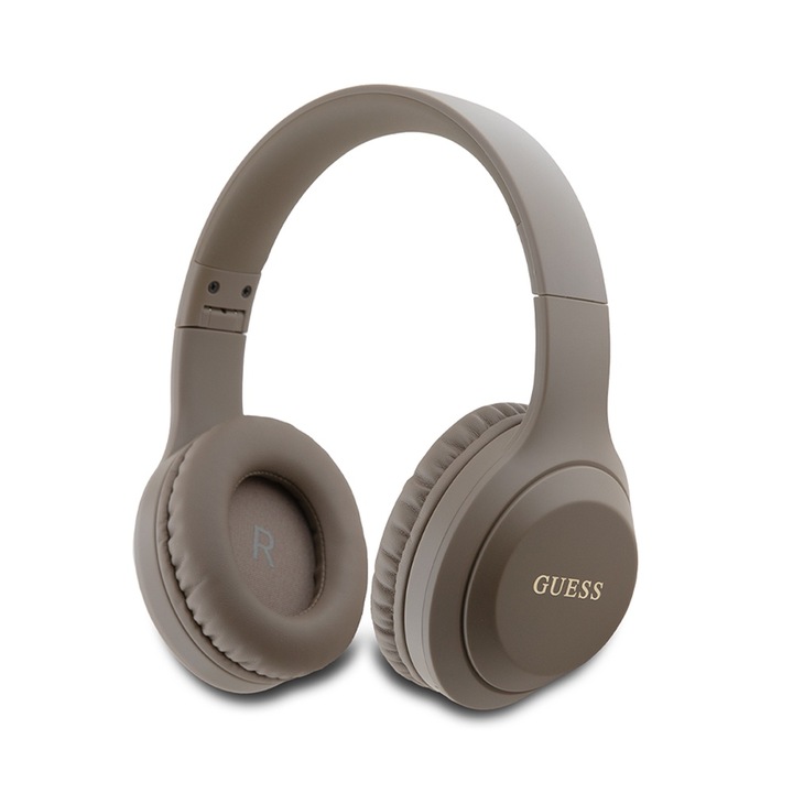 Безжични слушалки Guess GUBHV21SFGSW Bluetooth Classic Silver Logo Stereo Headphonе, кафеви