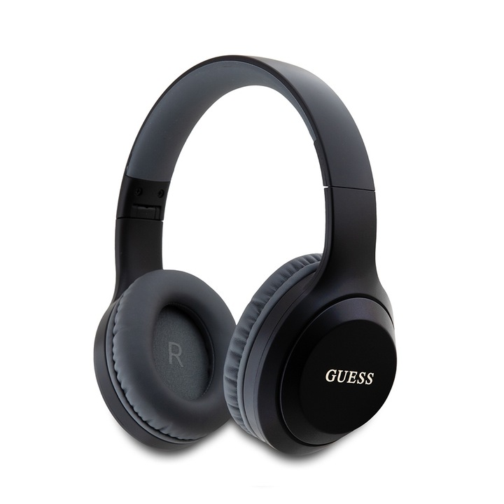 Casti Bluetooth Guess GUBHV21SFGSK Classic Silver Logo Stereo Headphone, black