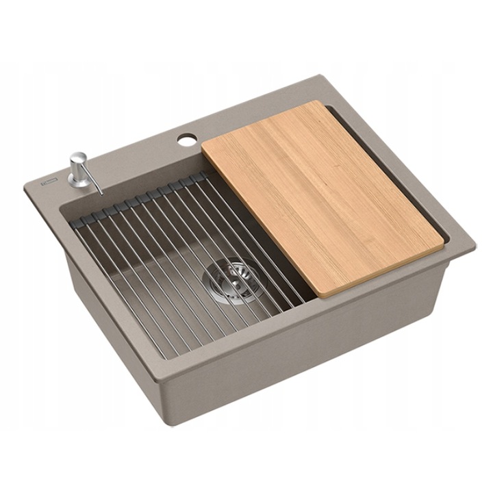 Set Chiuveta Bucatarie Quadron KURT 110 Granit Taupe 59,5x50 cm