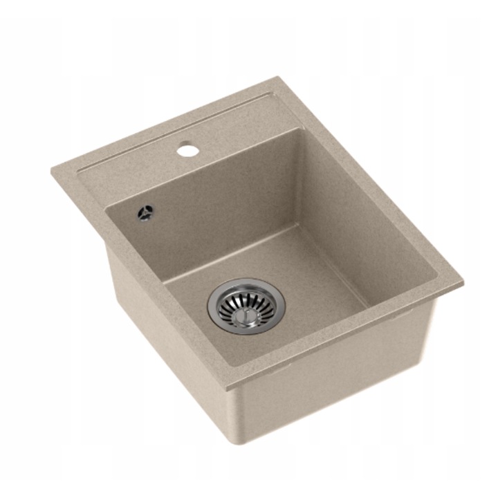 Chiuveta de bucatarie Quadron Johnny 90 cu o singura vas, granit bej, 50x39