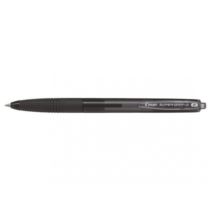 Химикалка, Pilot Super Grip G, гумена дръжка, фина дебелина на линията, черна, 14,5 см