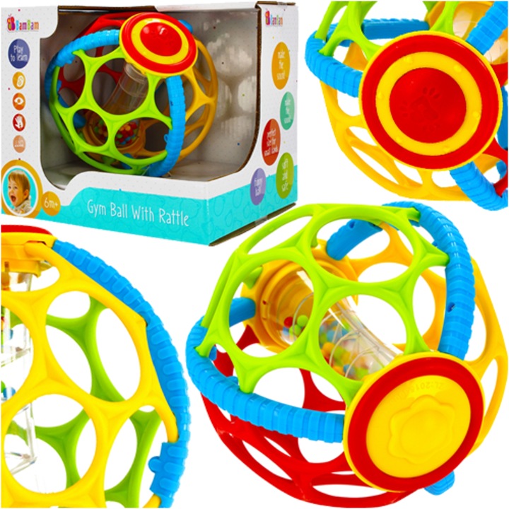 Érzékszervi labda babáknak Bam Bam, tarka, 20x18,5x17 cm