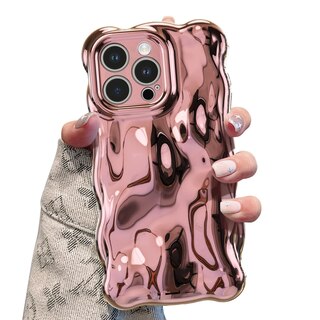 Custodia Teageo Per IPhone 16 Pro Max: Morbida, Ondulata, Con Dettagli Oro – Rosso Vino