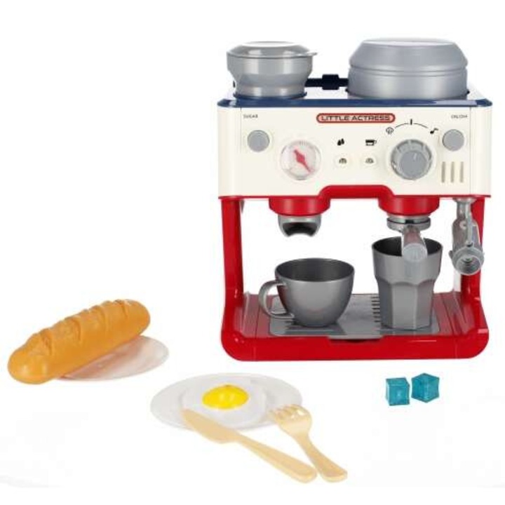 Игрален комплект за деца, Mega Creative, кафе еспресо машина с аксесоари, звукови и светлинни ефекти, многоцветен, 28x26.5x15cm