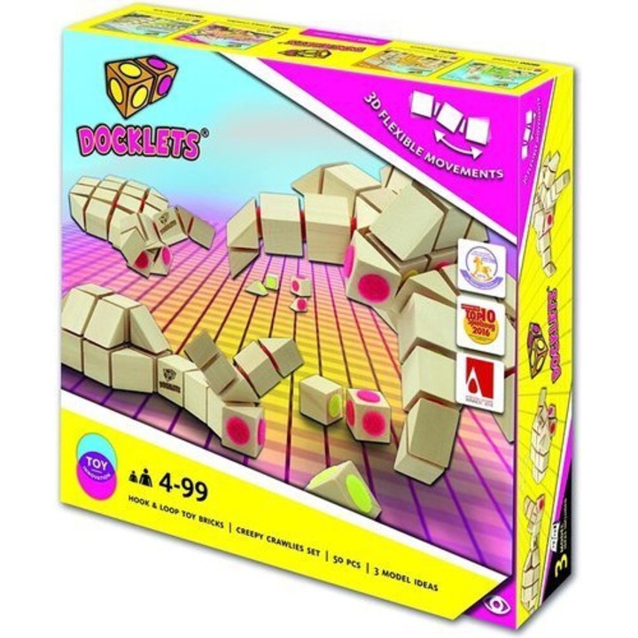 Építőkészlet Docklets, Beluga, 50 db, fa, 4+, 31,5x31,5x8cm