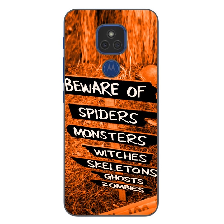 Husa compatibila cu Motorola Moto E7 Plus si G9 Play Silicon Gel Tpu Model Halloween Beware Signs