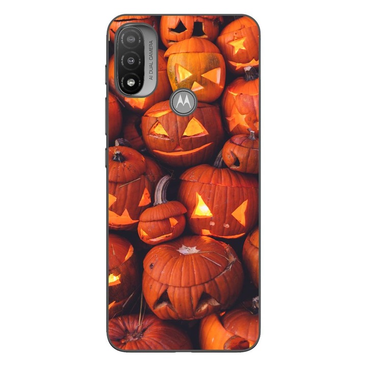 Husa compatibila cu Motorola Moto E20 Silicon Gel Tpu Model Halloween Dovleci Luminosi