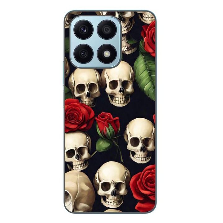Husa compatibila cu Honor X8a Silicon Gel Tpu Model Skulls and Roses