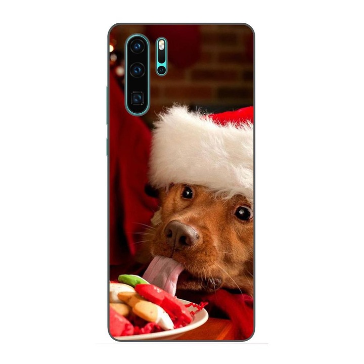 Калъф, съвместим с Huawei P30 Pro Silicone Gel Tpu Model Christmas Dog Eating Cookies