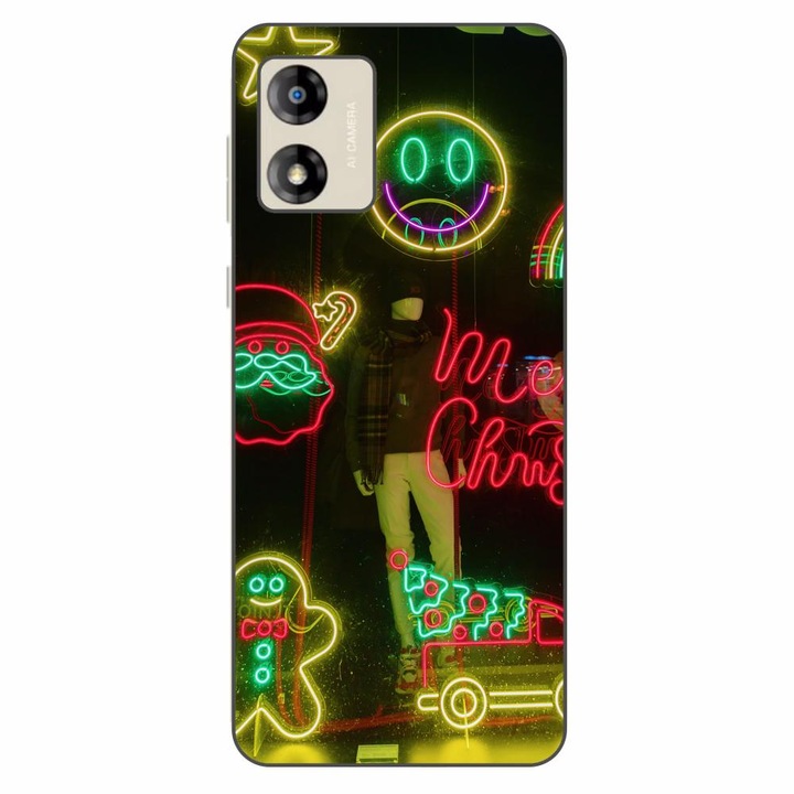 Telefontok, kompatibilis Motorola Moto E13 szilikon zselé Karácsonyi Modell Kirakat Neonlámpák