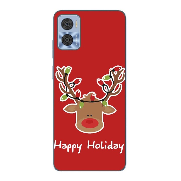 Husa compatibila cu Motorola Moto E22, E22i Silicon Gel Tpu Model Craciun Ren Happy Holiday