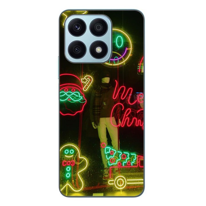 Telefontok, kompatibilis Honor X8a szilikon gél Karácsonyi Modell Kirakat Neonlámpák