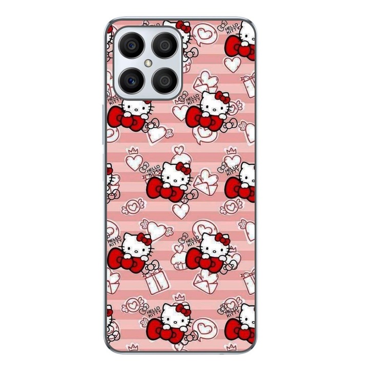 Husa compatibila cu Honor X8 Silicon Gel Tpu Model Hello Kitty Roz Pattern