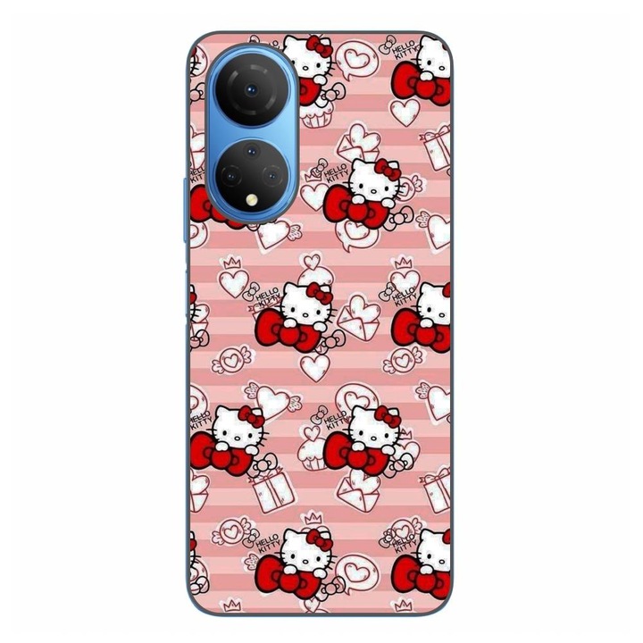 Капак, съвместим с Honor X7 Silicon Gel Tpu модел Hello Kitty Pink Pattern