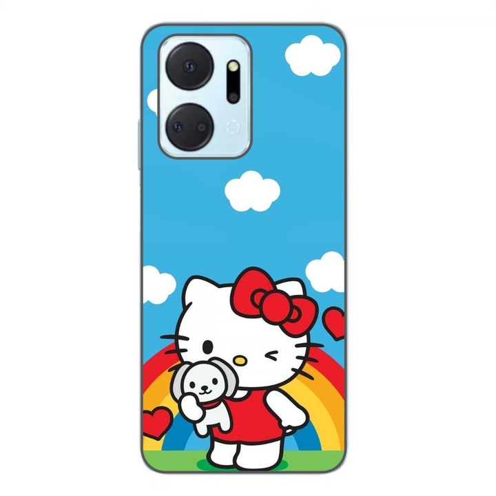 Капак, съвместим с модел Honor X7a Silicon Gel Tpu Hello Kitty Rainbow