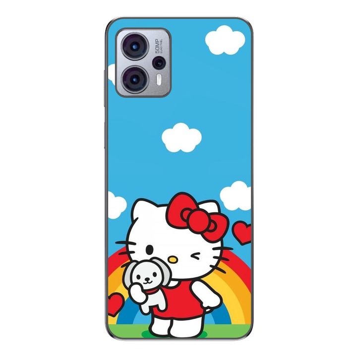 Husa compatibila cu Motorola Moto G23 Silicon Gel Tpu Model Hello Kitty Rainbow