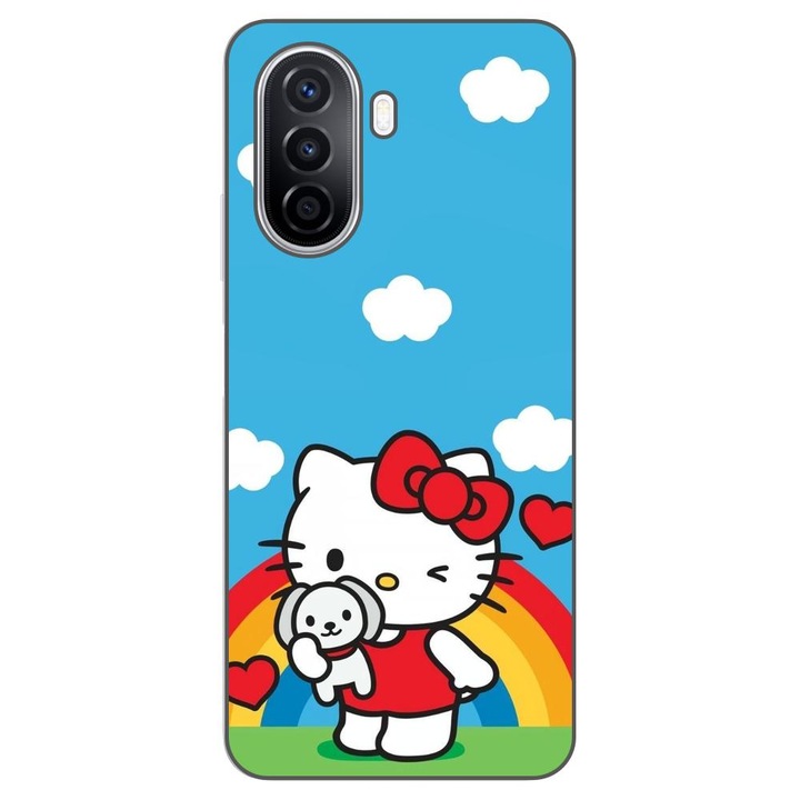 Капак, съвместим с Huawei Nova Y70 Silicone Gel Tpu Модел Hello Kitty Rainbow