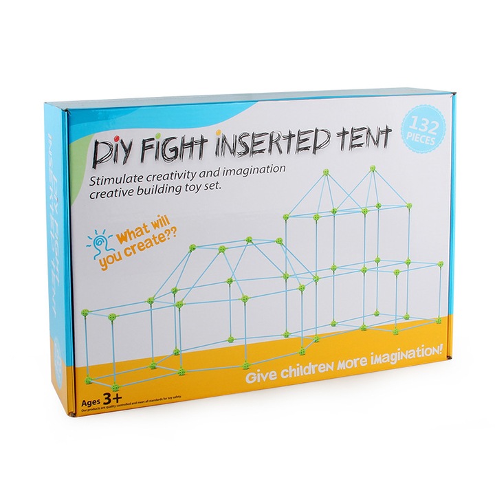 OEM Építőkészlet gyerekeknek, sátor/kisház, 132 db, beltéri/kültéri, 5+ év, többszínű