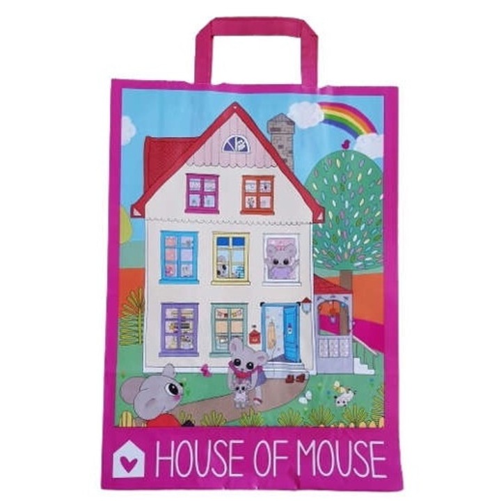 Подаръчна торбичка, Despesche, хартия, модел Mouse House, 34 x 26 x 10 cm, многоцветна