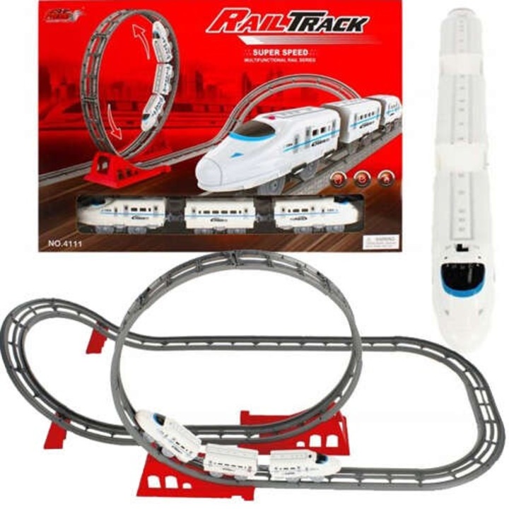 Комплект електрически влак, Mega Creative, пластмаса, 2 локомотива, аксесоари, 50 x 35 x 9 см, многоцветен