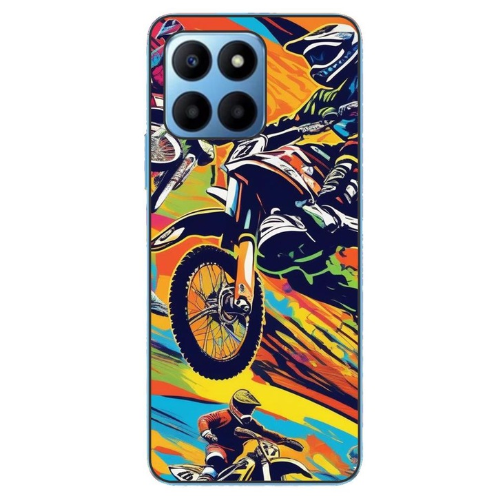 Капак, съвместим с модел Honor X8 5G Silicon Gel Tpu Motocross Pop Art
