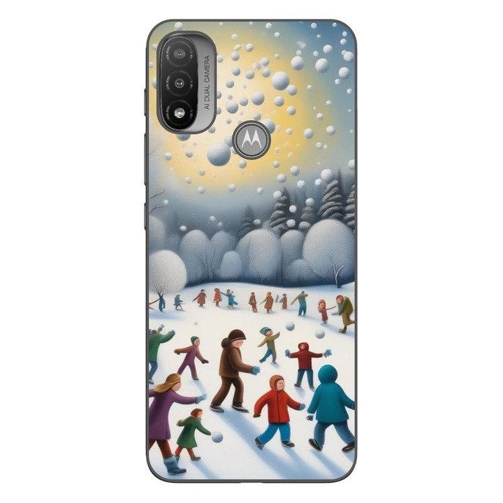 Husa compatibila cu Motorola Moto E20 Silicon Gel Tpu Model Copii la Joaca Iarna