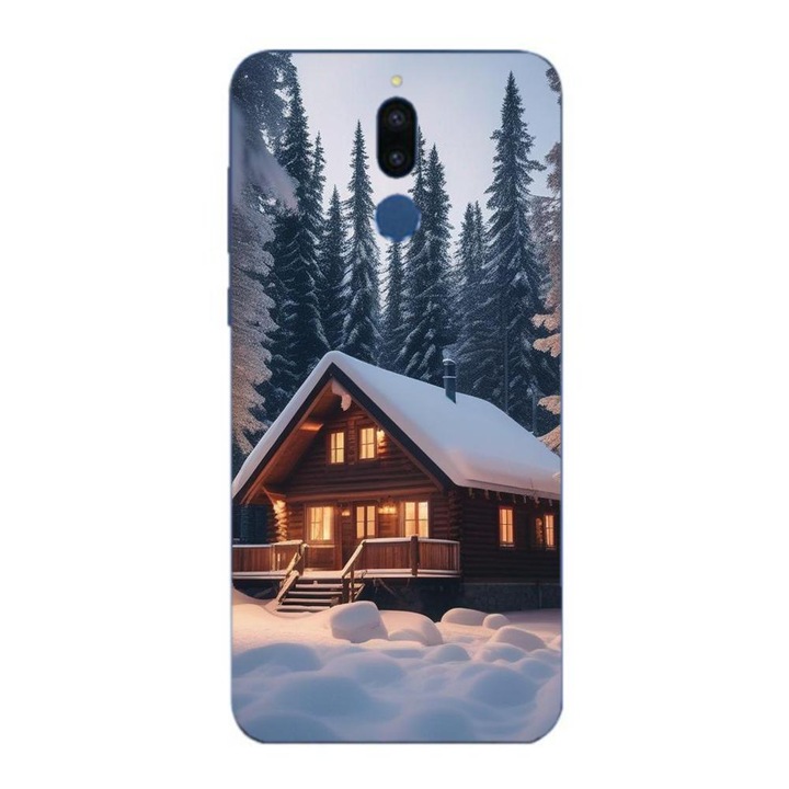 Husa compatibila cu Huawei Mate 10 Lite Silicon Gel Tpu Model Peisaj Iarna Cabana