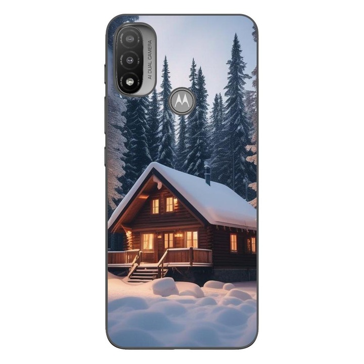 Husa compatibila cu Motorola Moto E20 Silicon Gel Tpu Model Peisaj Iarna Cabana